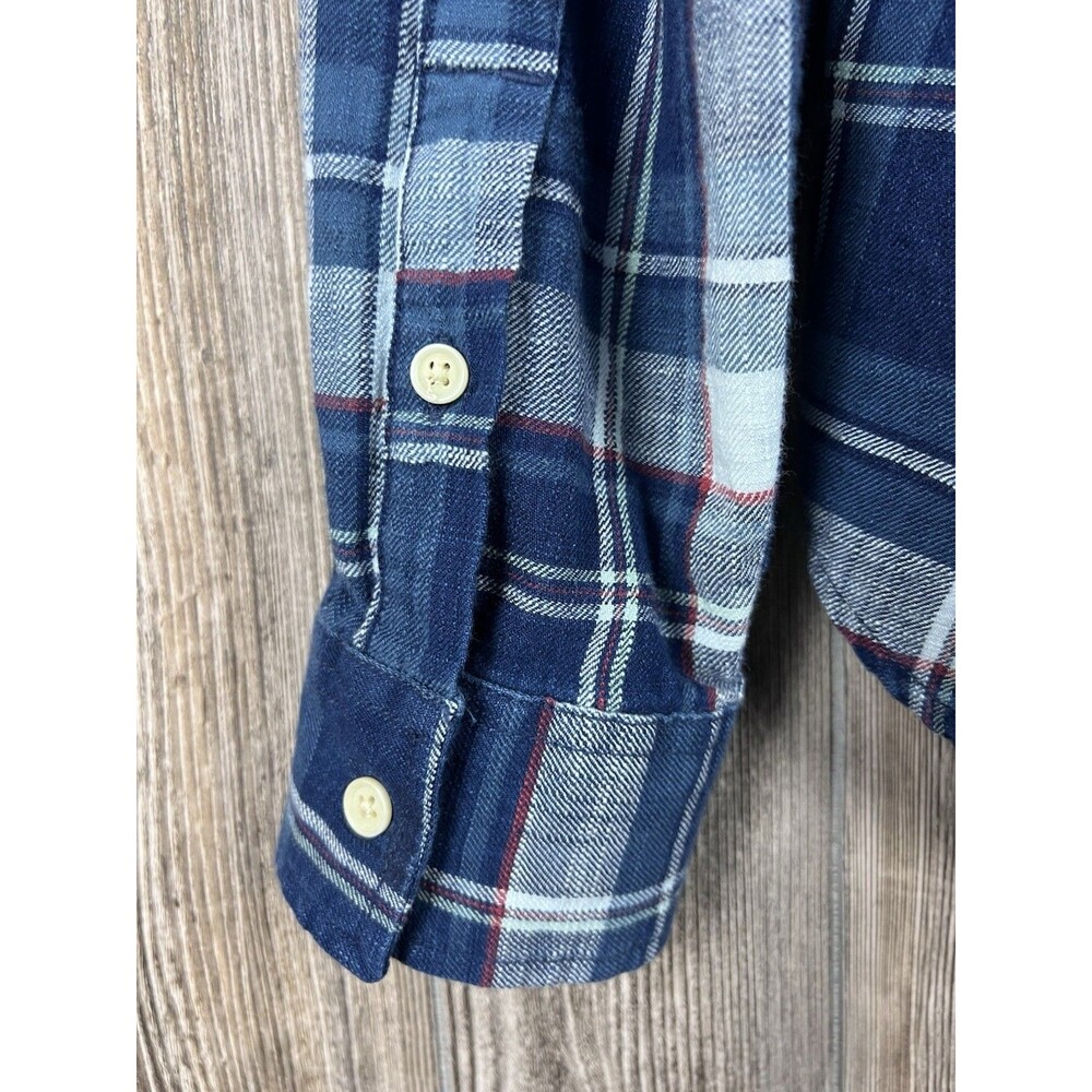 Lucky Brand Mens L Flannel Shirt Blue Plaid Button-Up Western Rustic Cabincore - Picture 6 of 15